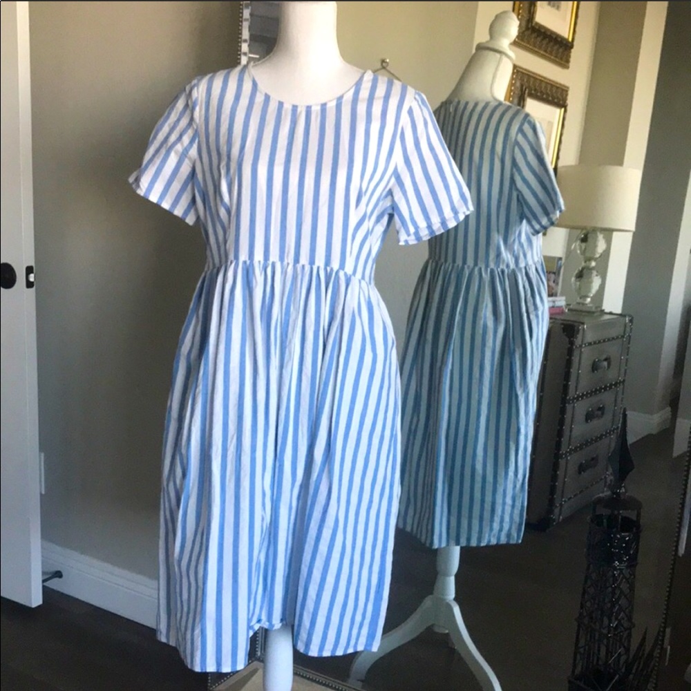 Roolee XL Blue and White Striped Dress